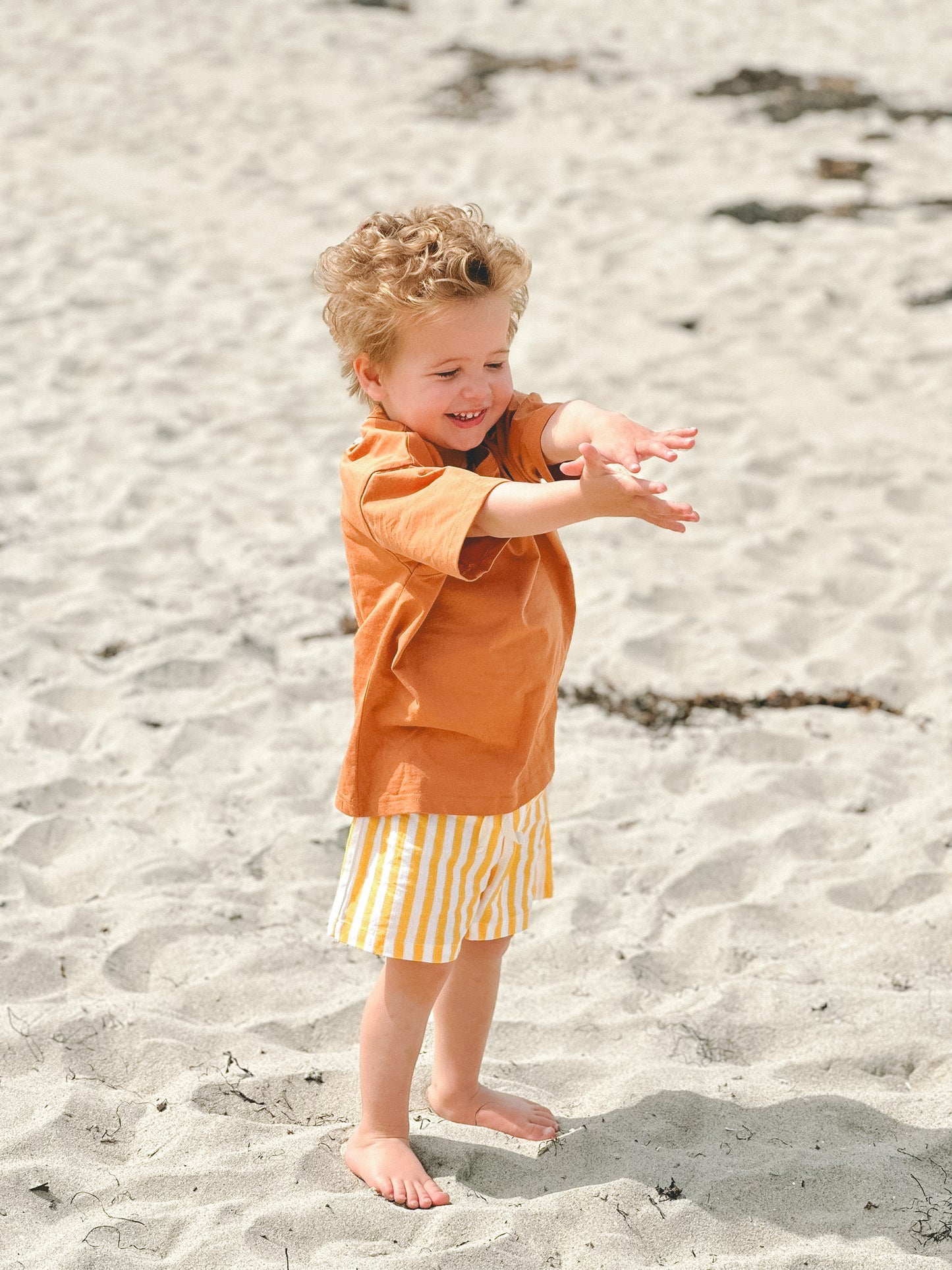 Linen Striped Shorts | Yellow