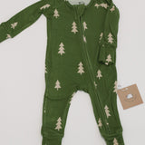 Bamboo Zip Romper | Christmas Trees