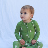 Bamboo Zip Romper | Christmas Trees