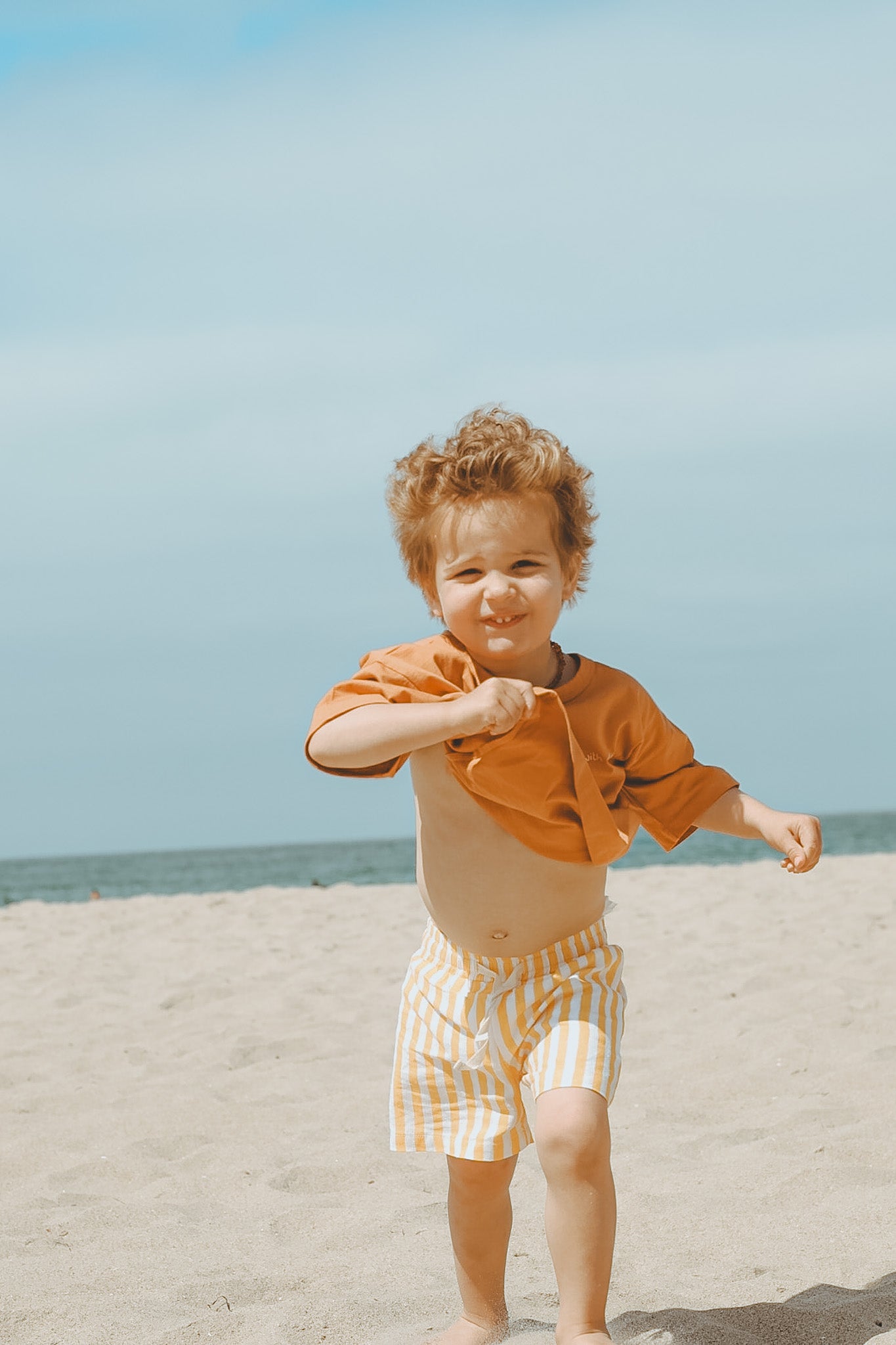 Linen Striped Shorts | Yellow