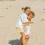 Linen Striped Shorts | Yellow