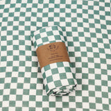 Bamboo Muslin Swaddle Blanket | Checkerboard Green